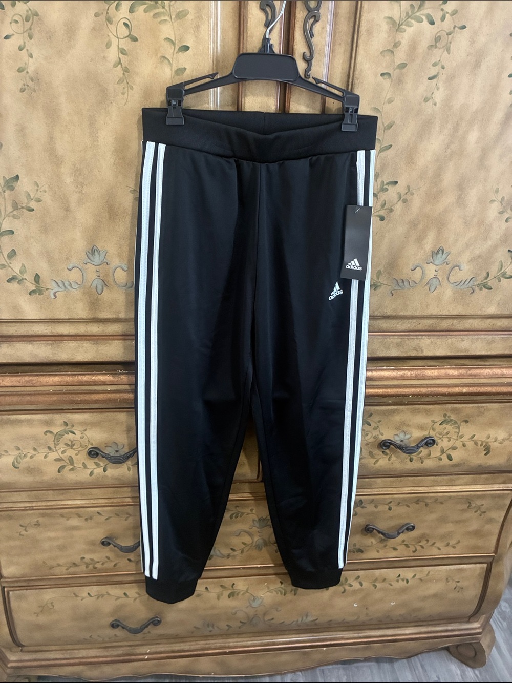 adidas Black Sweatpants with White Side Stripes